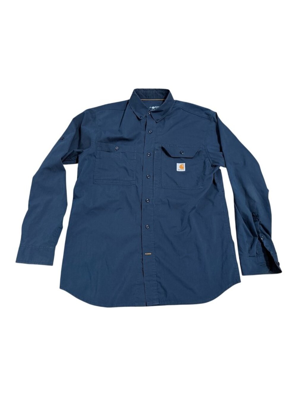Carhartt Force Relaxed Fit Lightweight Long Sleeve Shirt Button Navy Blue Medium